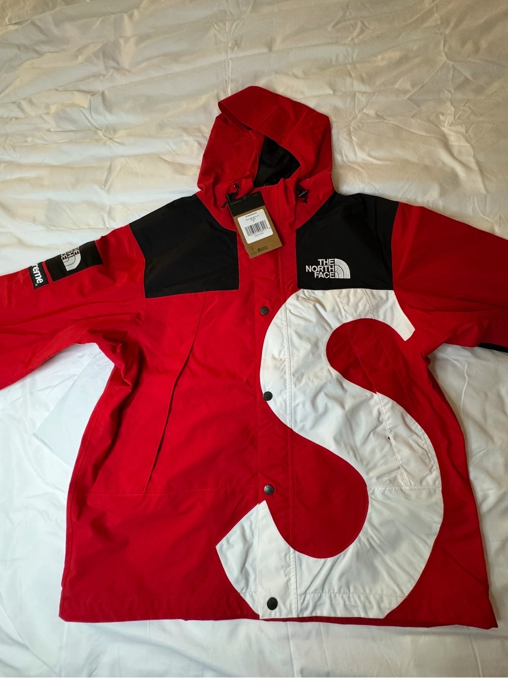 The North Face Kids Red, White & Black Logo Rain Jacket